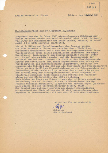 Sachstandsbericht zum OV "Partner"