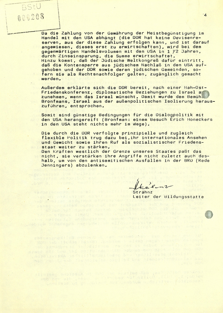 Information der SED-Kreisleitung zu den "jüdischen Fragen"