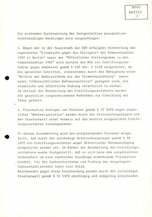 Hinweise über Aktivitäten feindlicher Kräfte zur Diskreditierung der Ergebnisse der Kommunalwahlen 1989