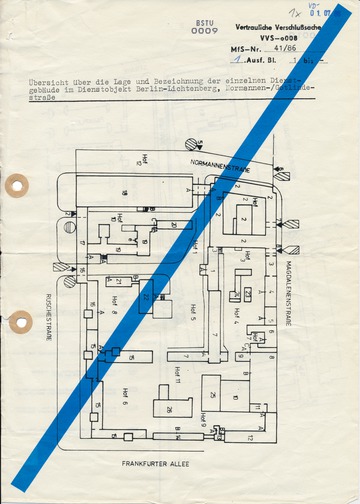Übersichtskarten der Stasi-Zentrale mit ihren Zugängen für MfS-Mitarbeiter