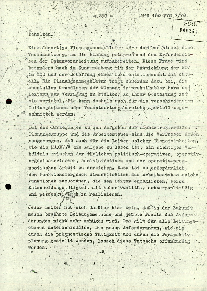 Dissertation "Die Planung der politisch-operativen Arbeit im Ministerium für Staatssicherheit"