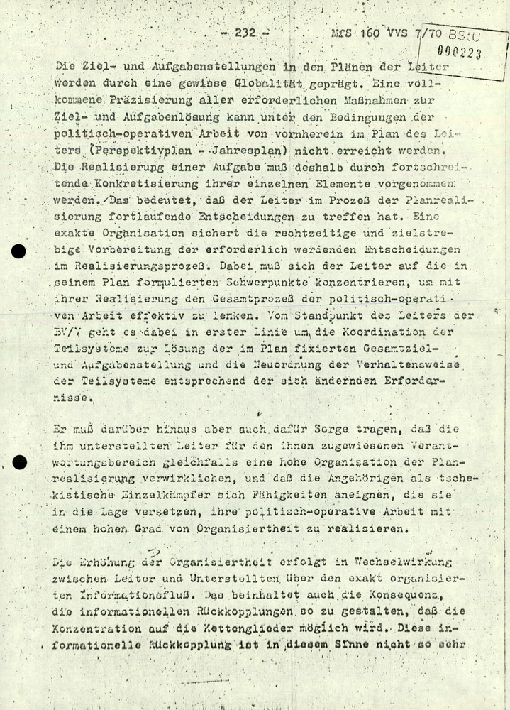 Dissertation "Die Planung der politisch-operativen Arbeit im Ministerium für Staatssicherheit"