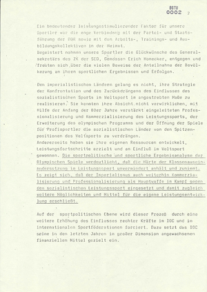 Bericht über die Teilnahme der DDR-Mannschaft an den Spielen der XXIV. Olympiade