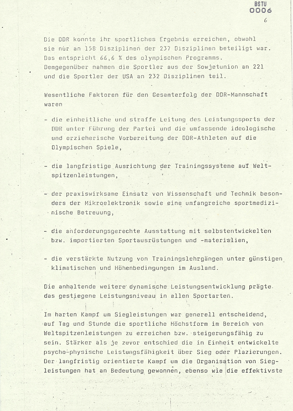Bericht über die Teilnahme der DDR-Mannschaft an den Spielen der XXIV. Olympiade
