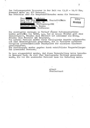 Bericht des IMS "Dippelt" über den Kirchentag in Wittenberg 1983