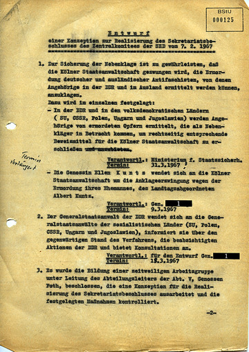 Entwurf einer Konzeption zur Realisierung des Sekretariatsbeschlusses des Zentralkomitees der SED vom 07.02.1967