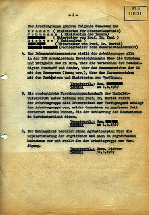 Entwurf einer Konzeption zur Realisierung des Sekretariatsbeschlusses des Zentralkomitees der SED vom 07.02.1967