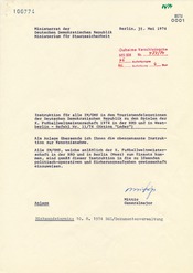 Instruktion für Inoffizielle Mitarbeiter in den Touristendelegationen zur Fußball-Weltmeisterschaft 1974