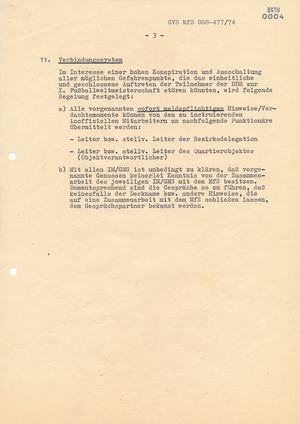 Instruktion für Inoffizielle Mitarbeiter in den Touristendelegationen zur Fußball-Weltmeisterschaft 1974
