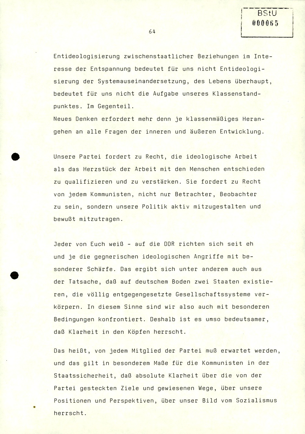Referat Erich Mielkes zur Auswertung der 8. Tagung des Zentralkomitees der SED