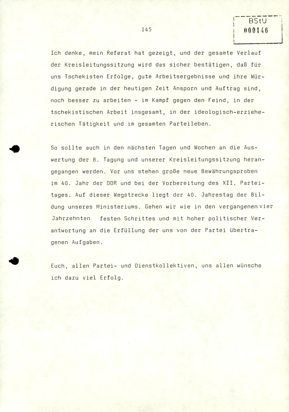 Referat Erich Mielkes zur Auswertung der 8. Tagung des Zentralkomitees der SED