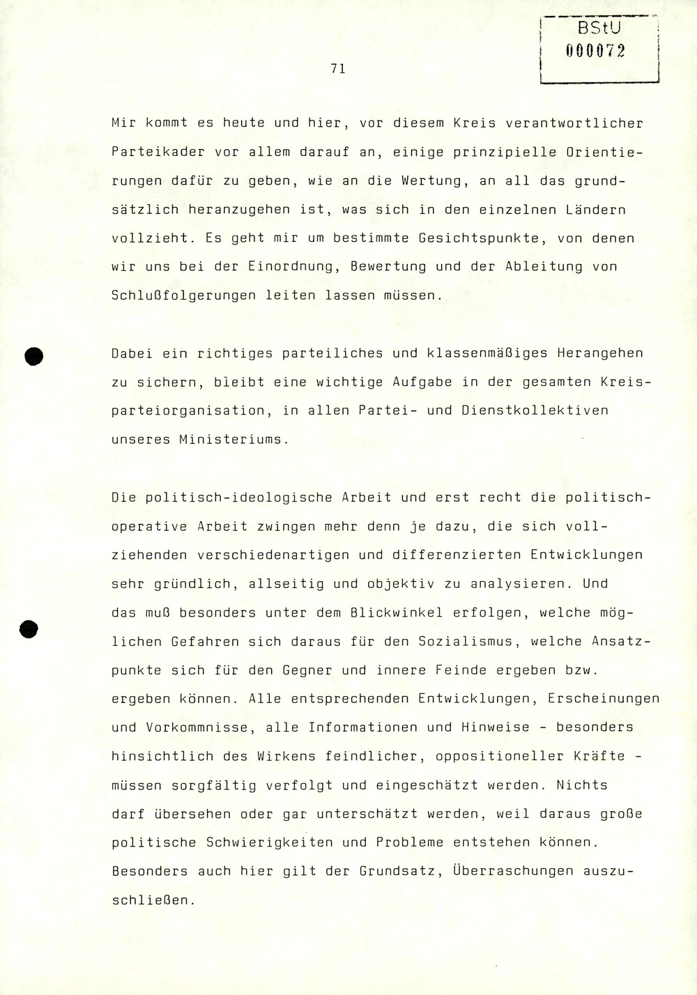 Referat Erich Mielkes zur Auswertung der 8. Tagung des Zentralkomitees der SED