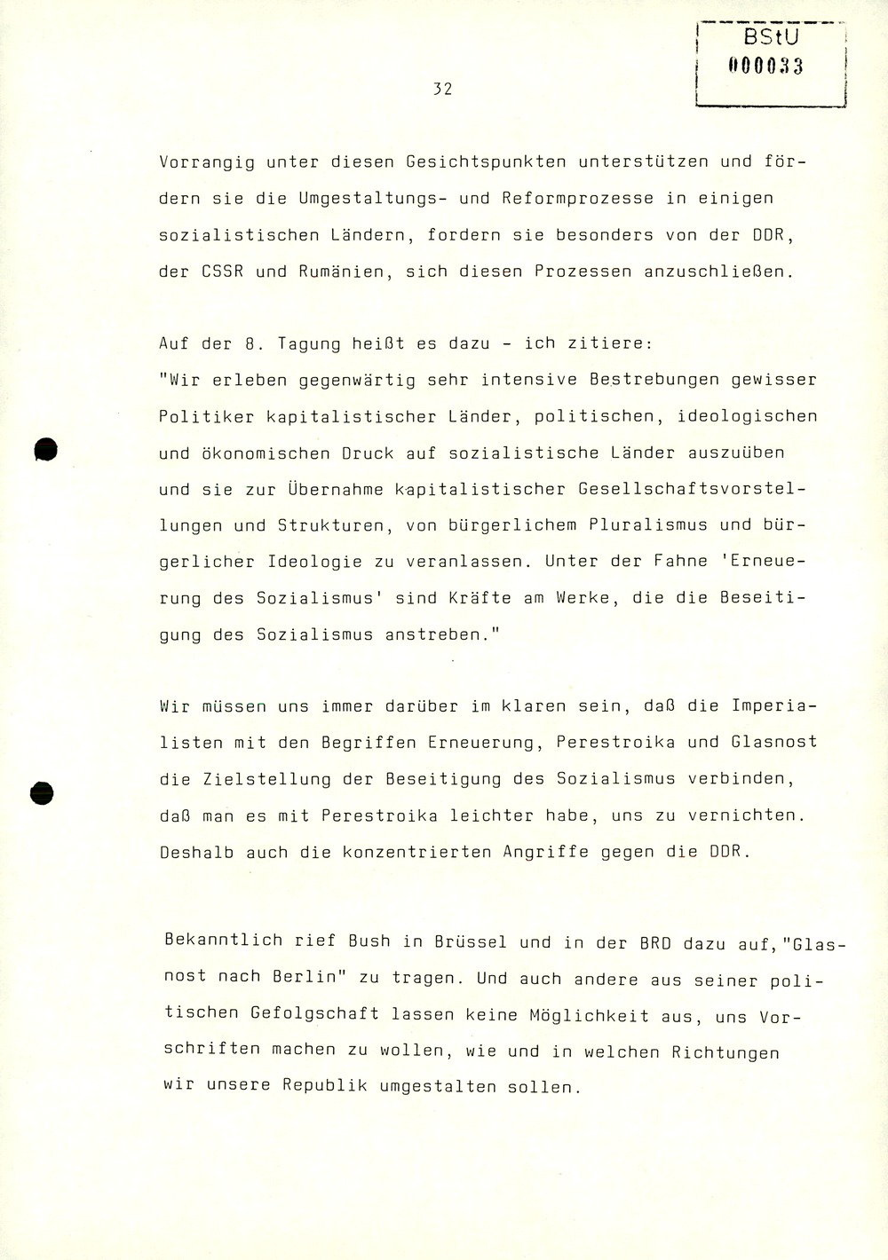 Referat Erich Mielkes zur Auswertung der 8. Tagung des Zentralkomitees der SED