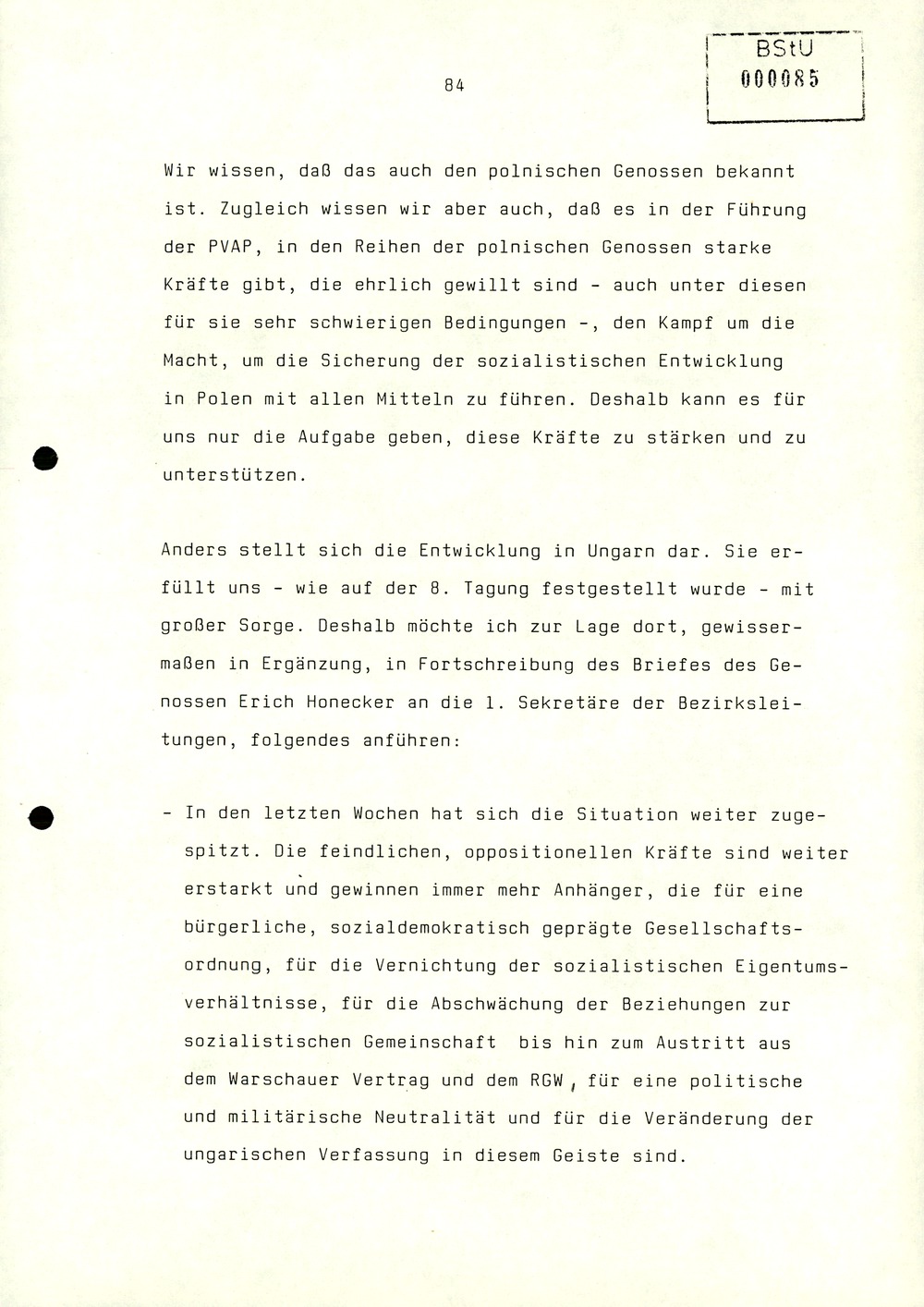 Referat Erich Mielkes zur Auswertung der 8. Tagung des Zentralkomitees der SED