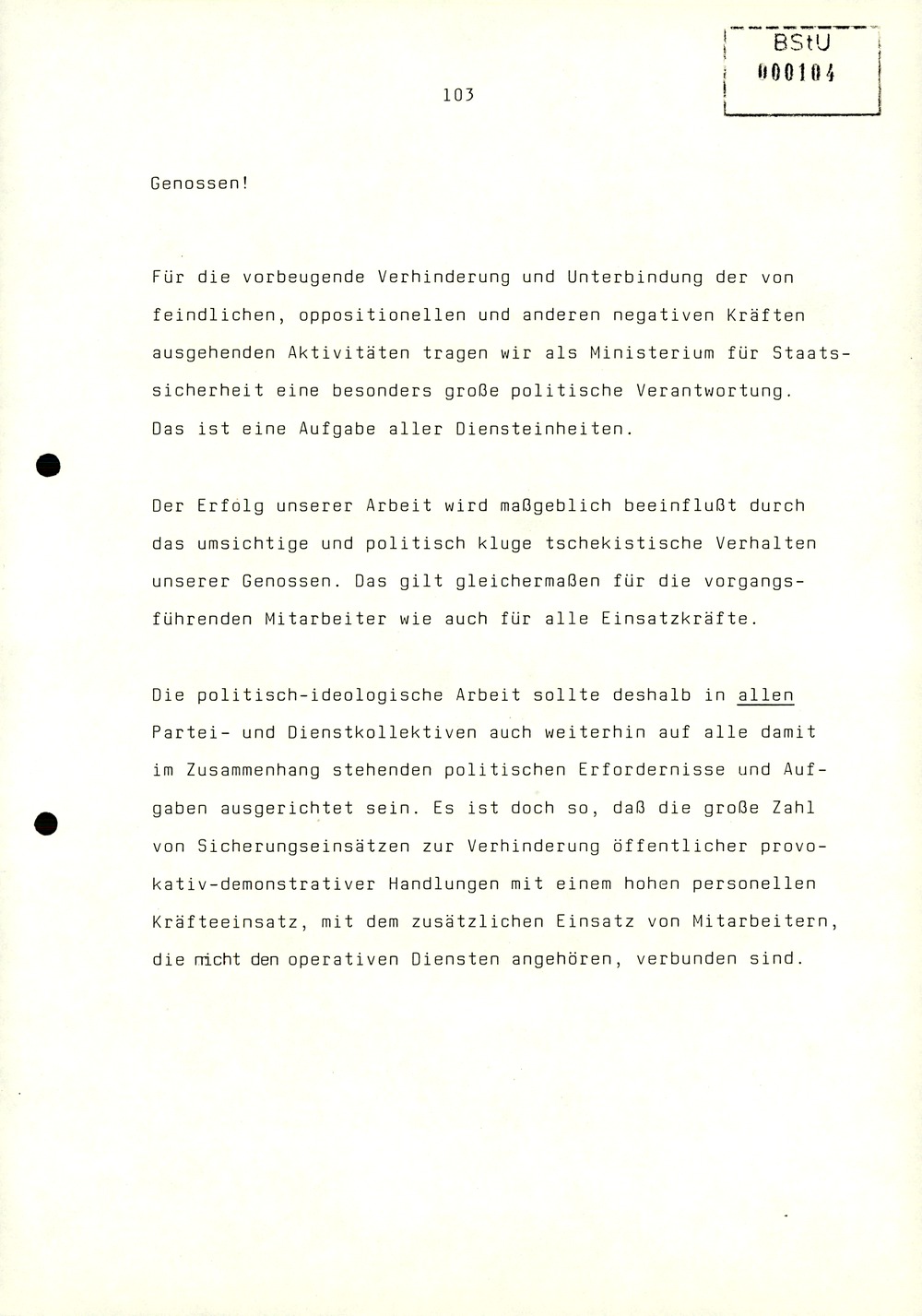 Referat Erich Mielkes zur Auswertung der 8. Tagung des Zentralkomitees der SED