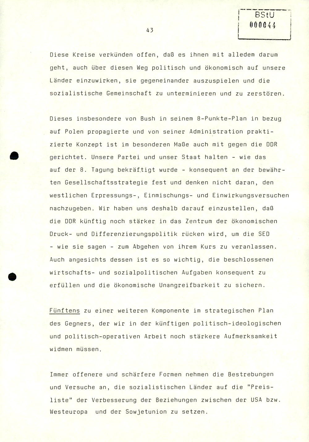 Referat Erich Mielkes zur Auswertung der 8. Tagung des Zentralkomitees der SED