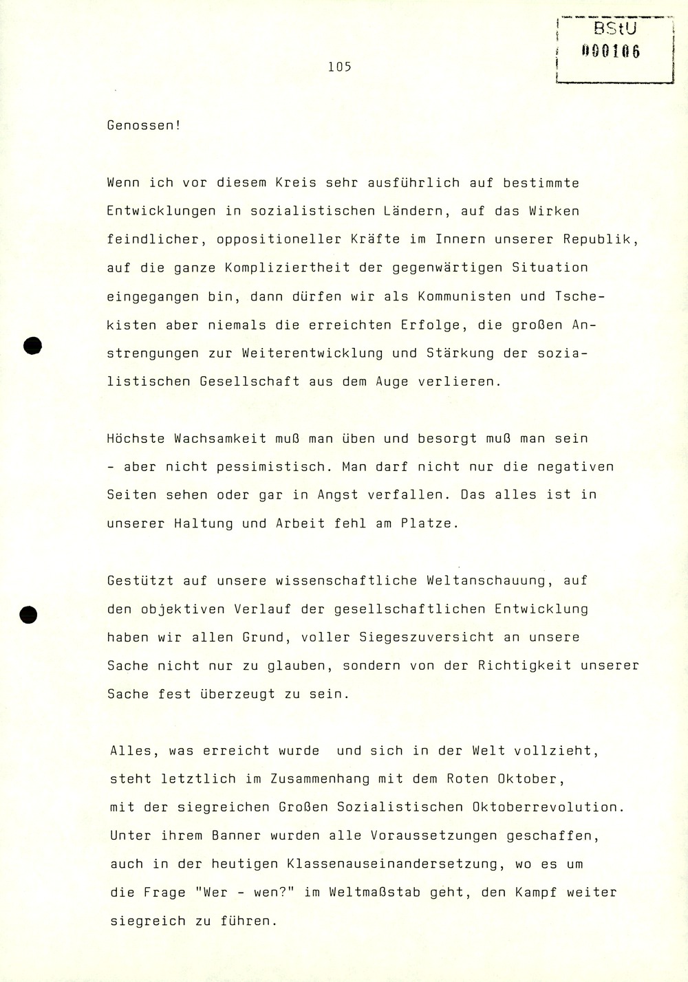 Referat Erich Mielkes zur Auswertung der 8. Tagung des Zentralkomitees der SED