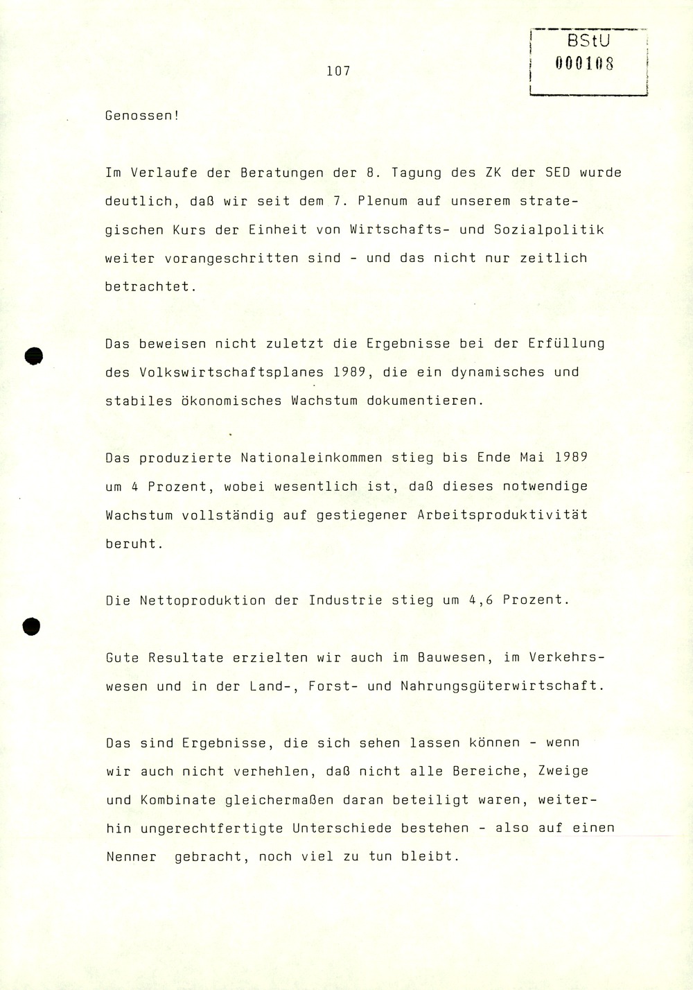 Referat Erich Mielkes zur Auswertung der 8. Tagung des Zentralkomitees der SED