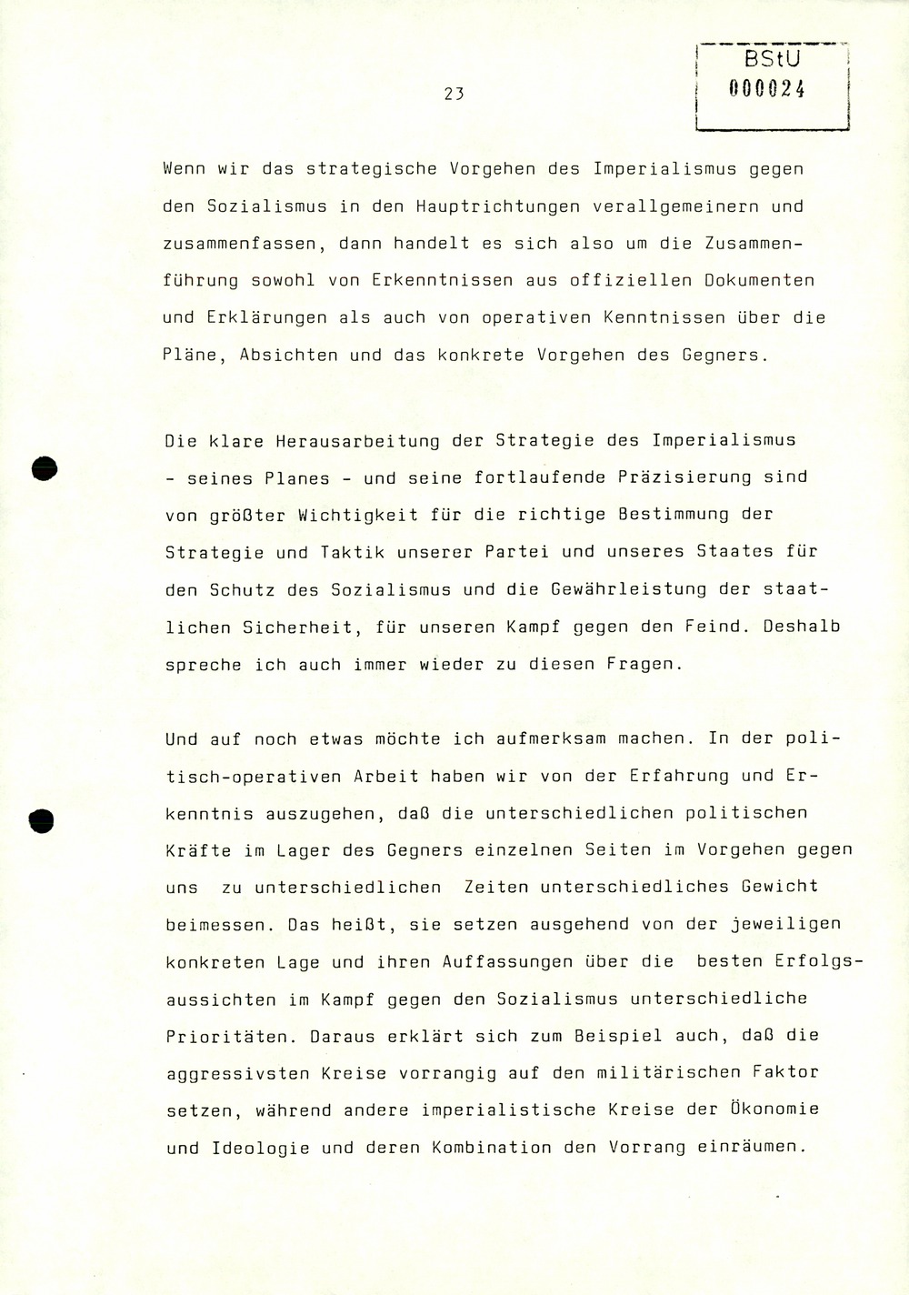 Referat Erich Mielkes zur Auswertung der 8. Tagung des Zentralkomitees der SED