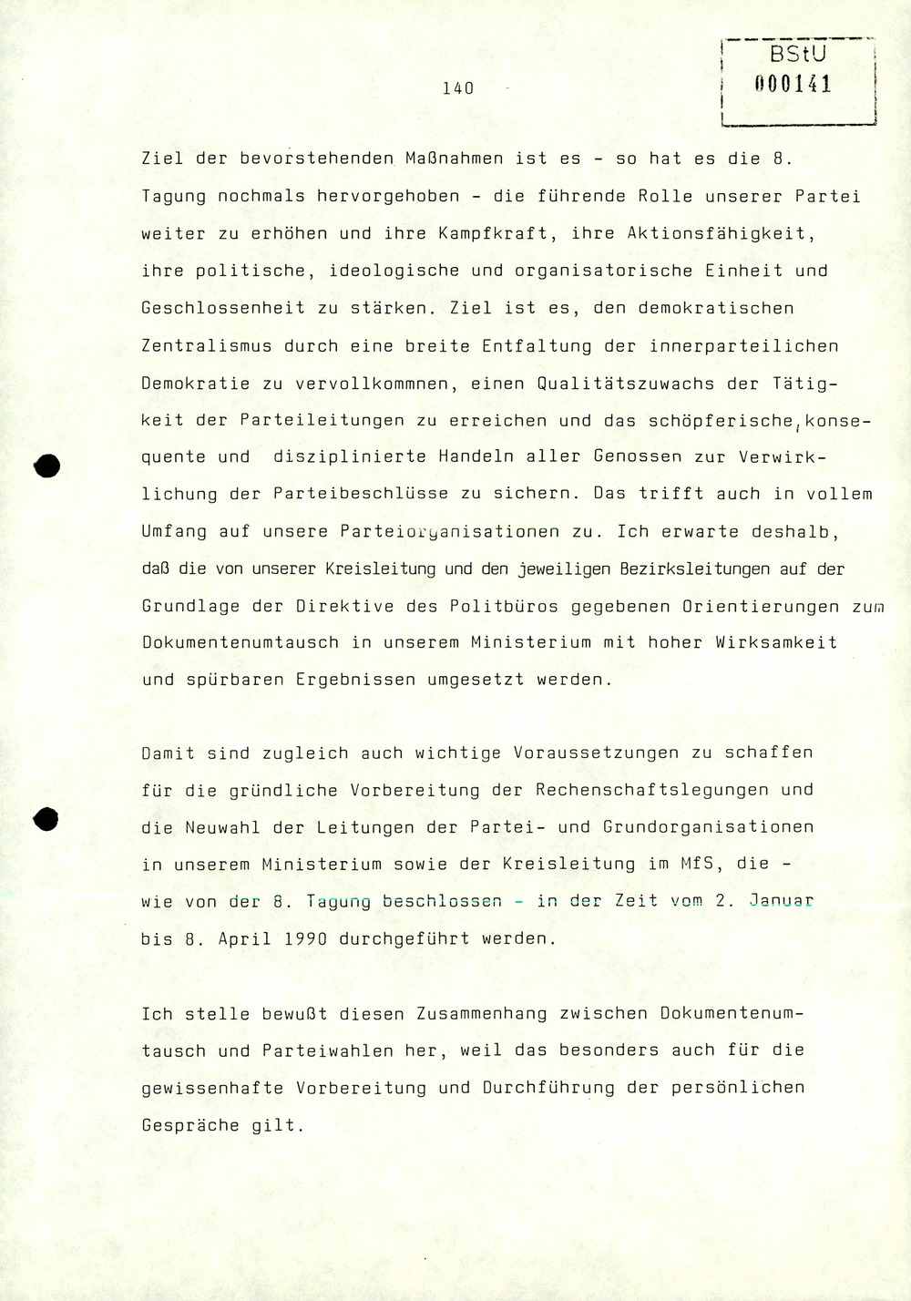 Referat Erich Mielkes zur Auswertung der 8. Tagung des Zentralkomitees der SED