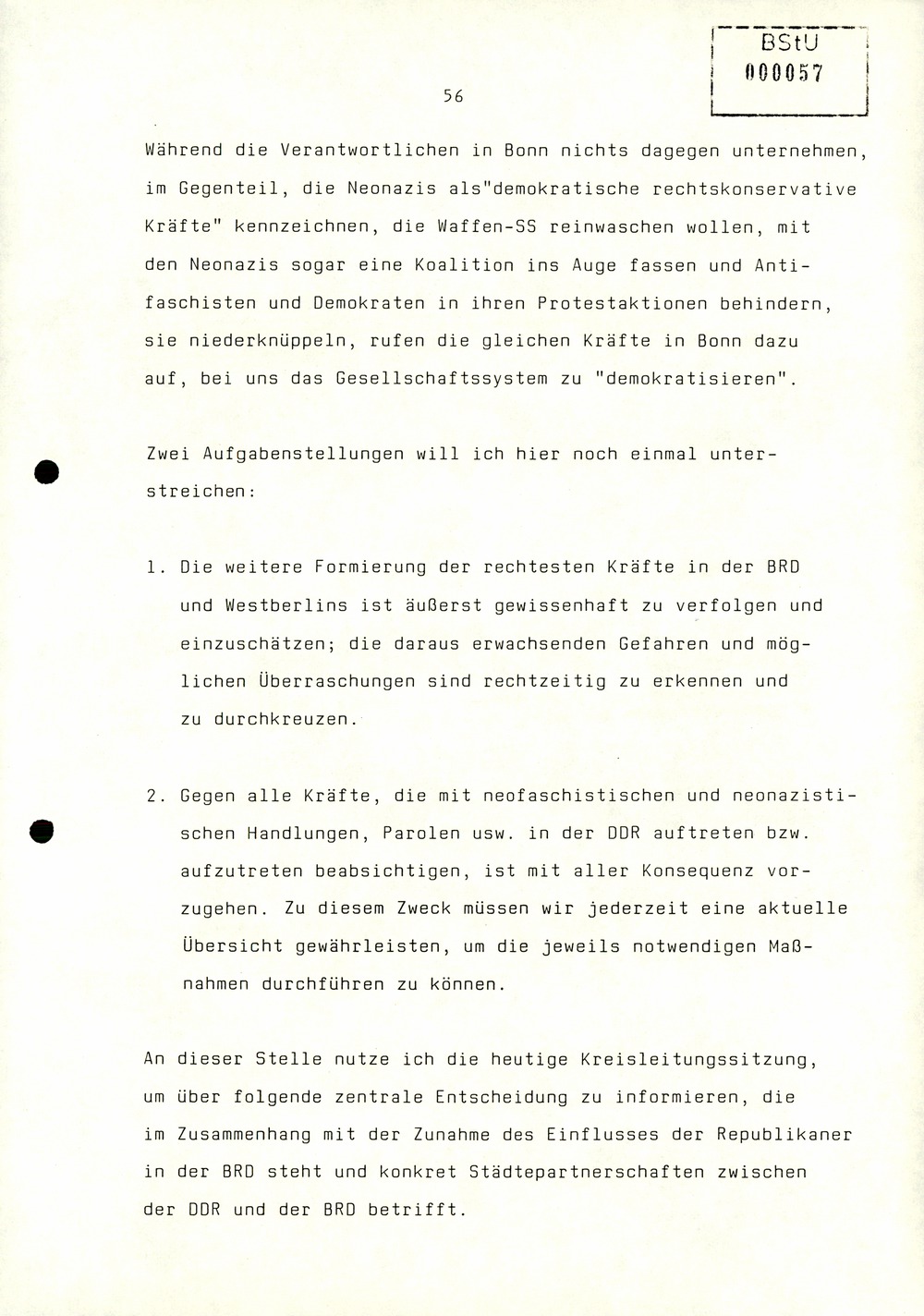 Referat Erich Mielkes zur Auswertung der 8. Tagung des Zentralkomitees der SED
