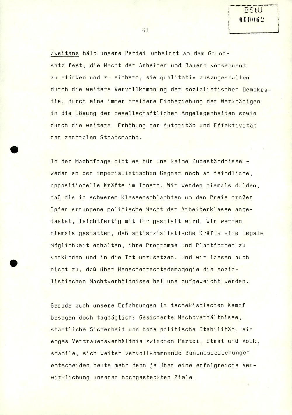 Referat Erich Mielkes zur Auswertung der 8. Tagung des Zentralkomitees der SED