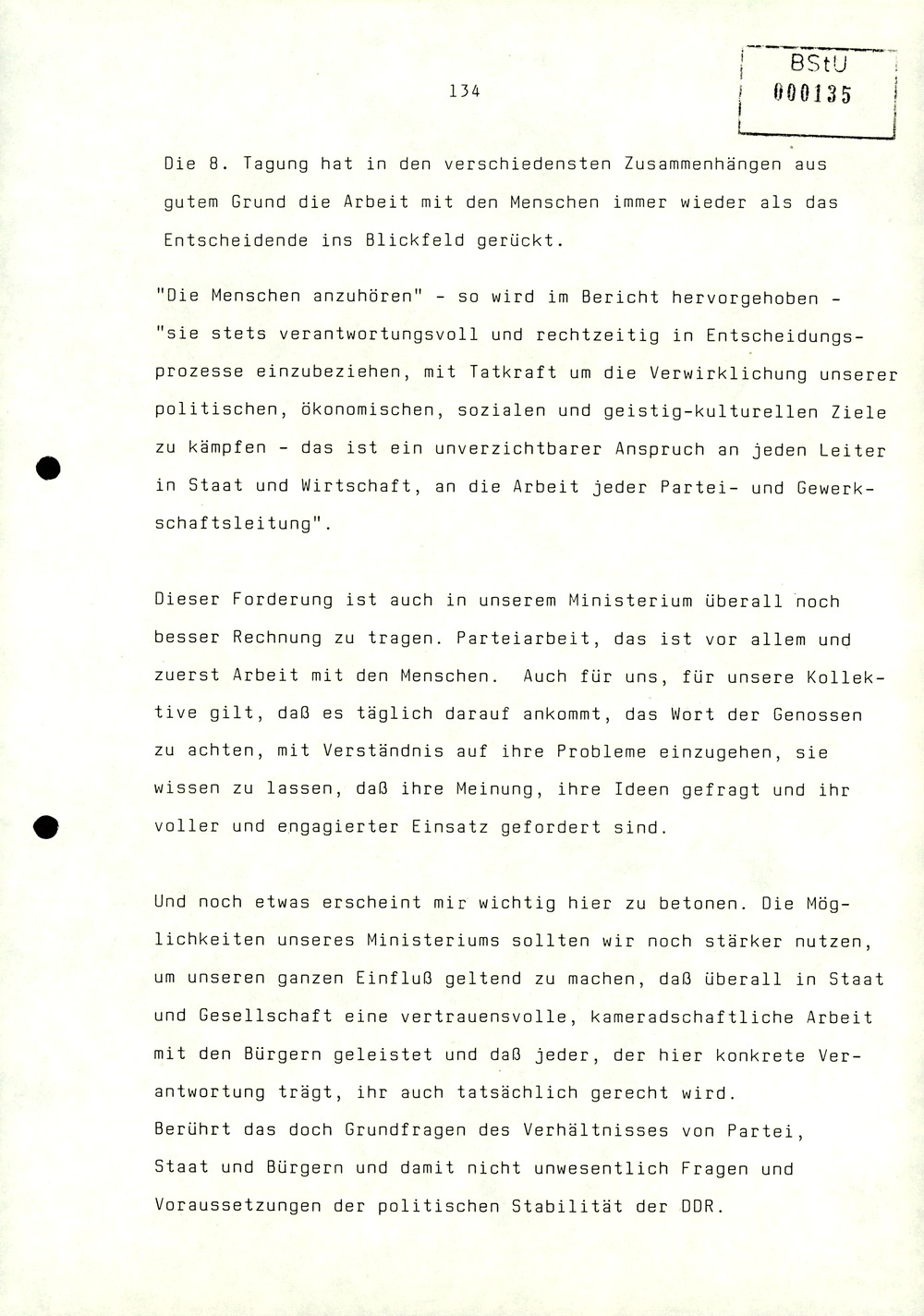Referat Erich Mielkes zur Auswertung der 8. Tagung des Zentralkomitees der SED