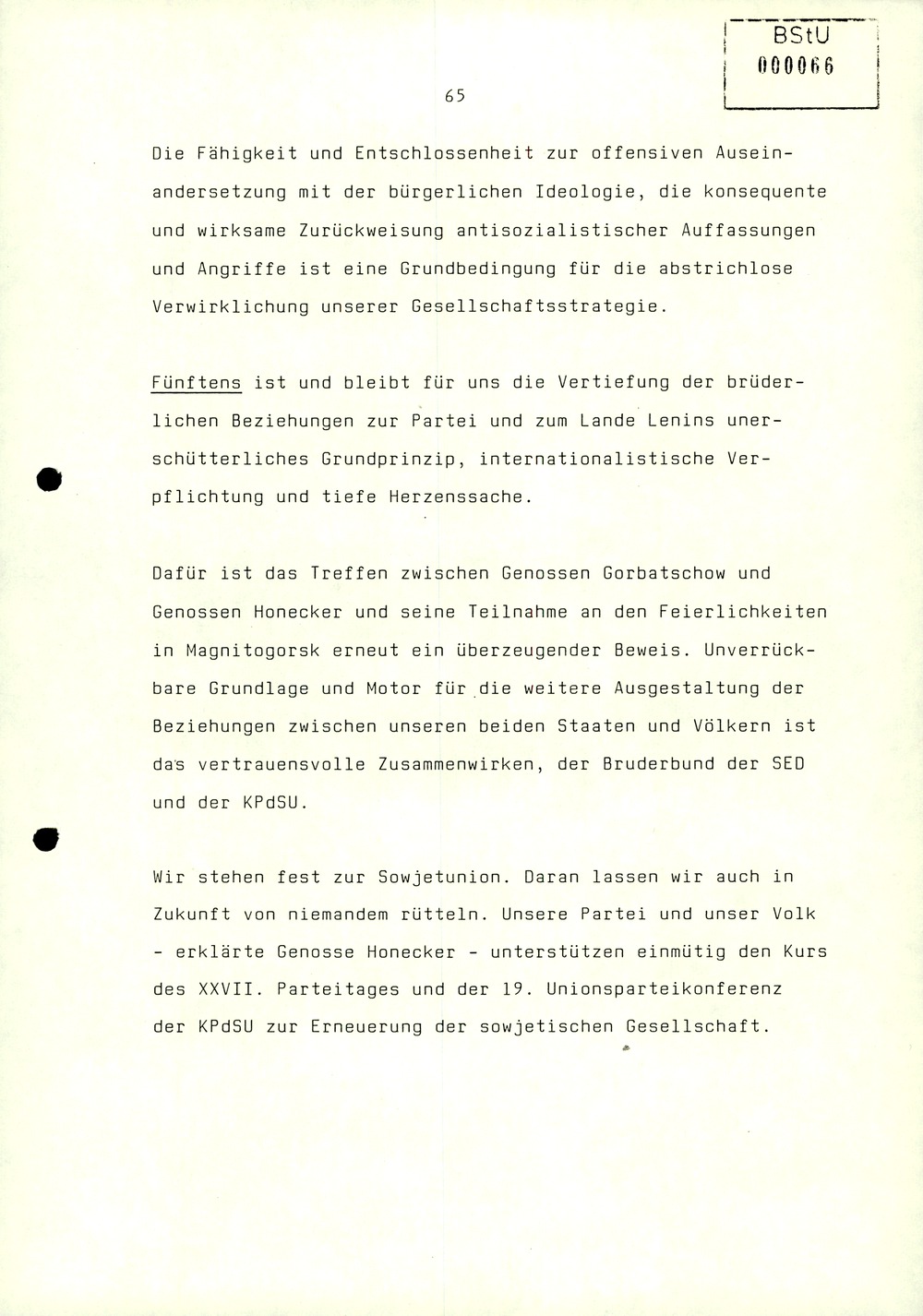 Referat Erich Mielkes zur Auswertung der 8. Tagung des Zentralkomitees der SED