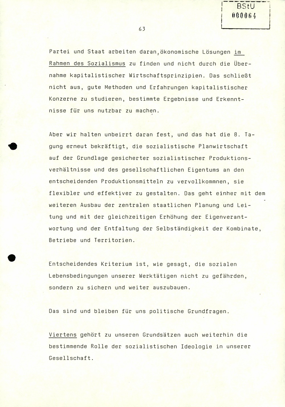 Referat Erich Mielkes zur Auswertung der 8. Tagung des Zentralkomitees der SED