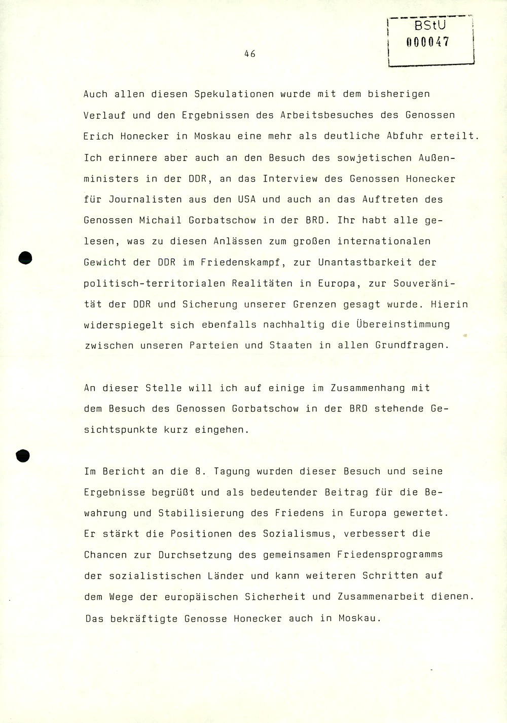 Referat Erich Mielkes zur Auswertung der 8. Tagung des Zentralkomitees der SED
