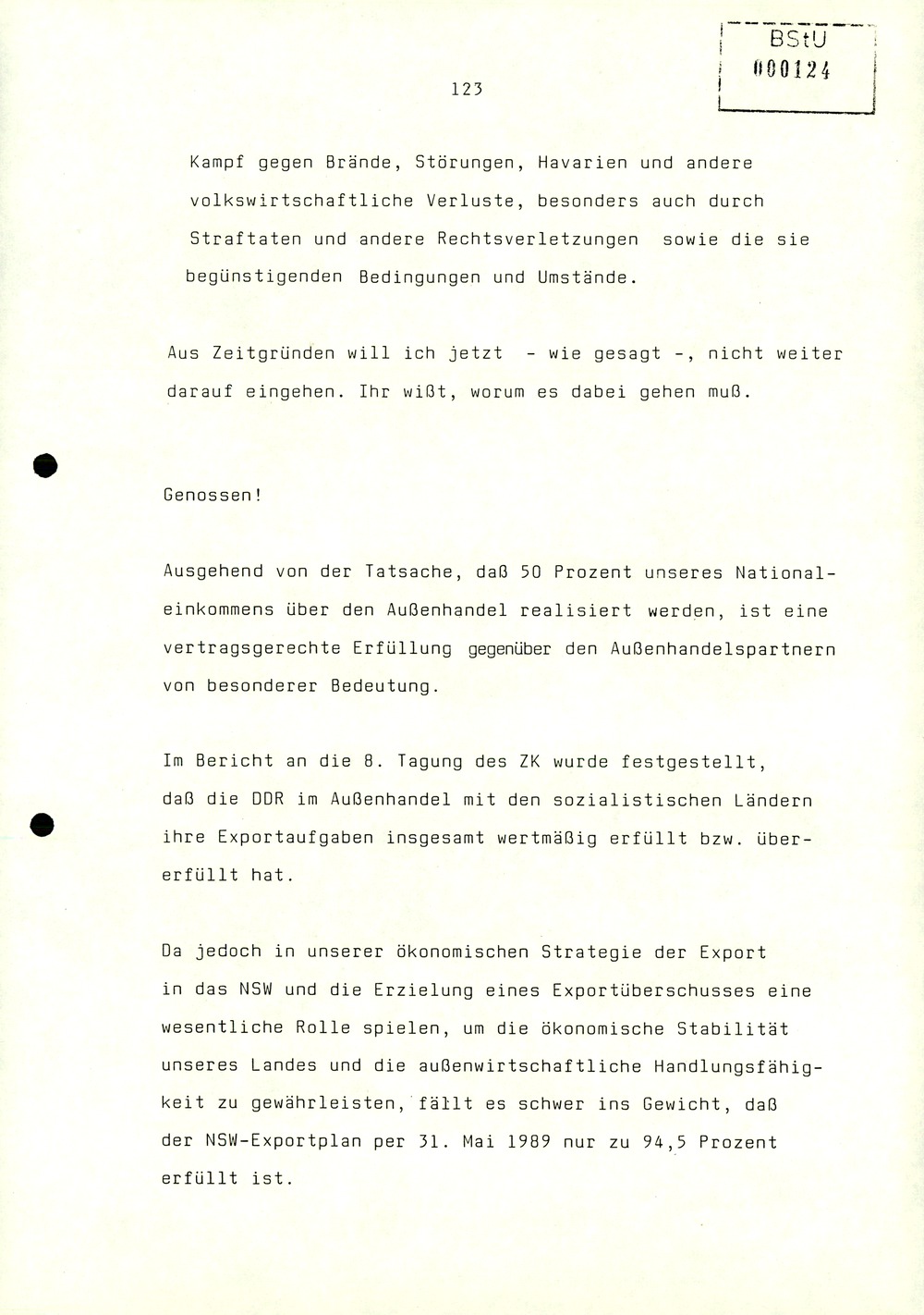 Referat Erich Mielkes zur Auswertung der 8. Tagung des Zentralkomitees der SED