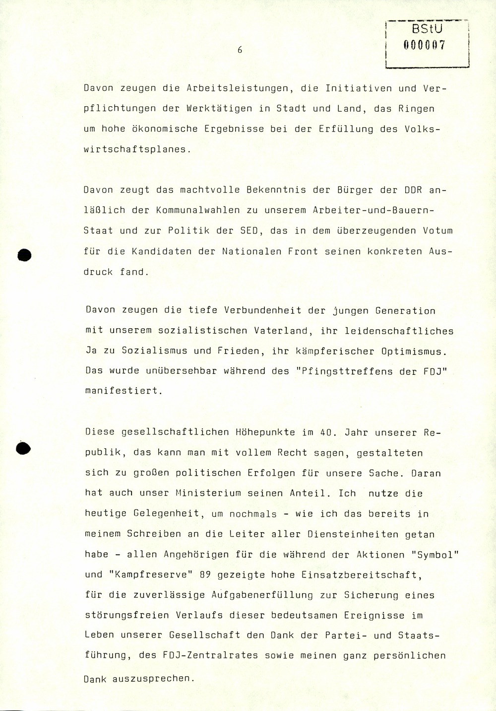 Referat Erich Mielkes zur Auswertung der 8. Tagung des Zentralkomitees der SED