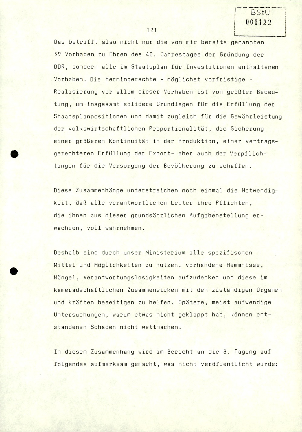 Referat Erich Mielkes zur Auswertung der 8. Tagung des Zentralkomitees der SED