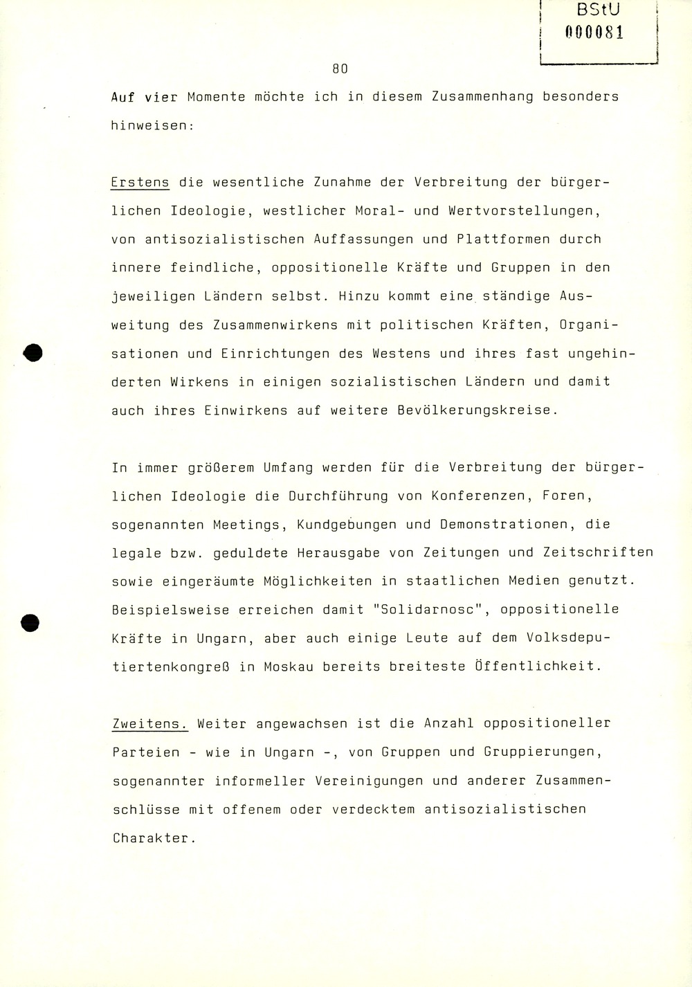 Referat Erich Mielkes zur Auswertung der 8. Tagung des Zentralkomitees der SED