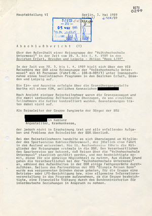 Bericht über den Aufenthalt einer Reisegruppe der Volkshochschule Untermosel in der DDR