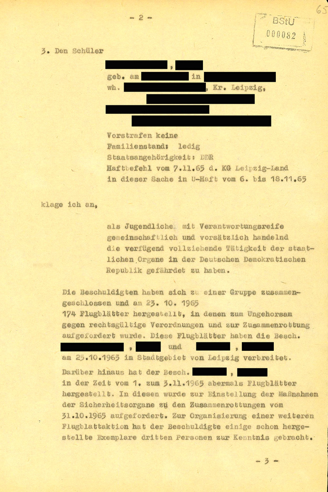 Anklage gegen die zwei Urheber der Flugblätter zur „Beat-Demo“