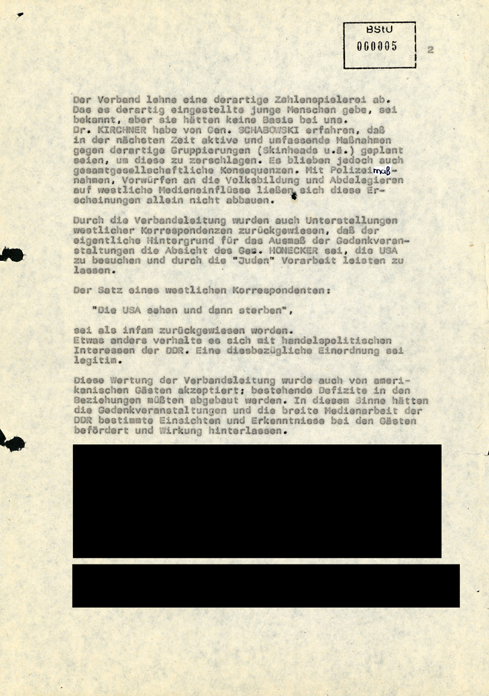 Information über Reaktionen auf die zentralen Gedenkveranstaltungen zum 50. Jahrestag des Novemberpogroms