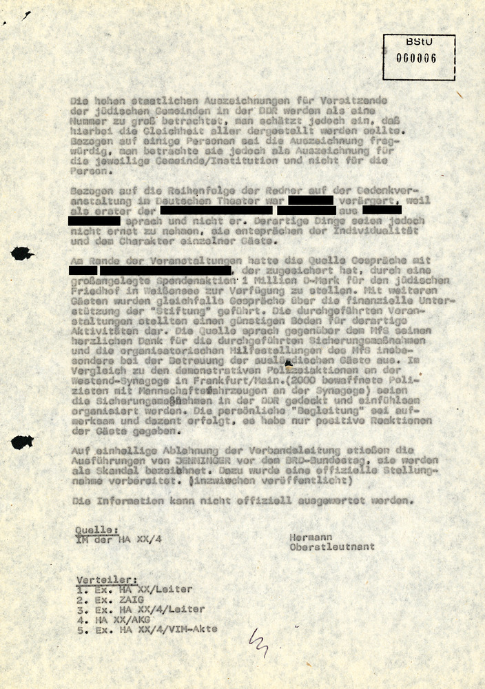 Information über Reaktionen auf die zentralen Gedenkveranstaltungen zum 50. Jahrestag des Novemberpogroms