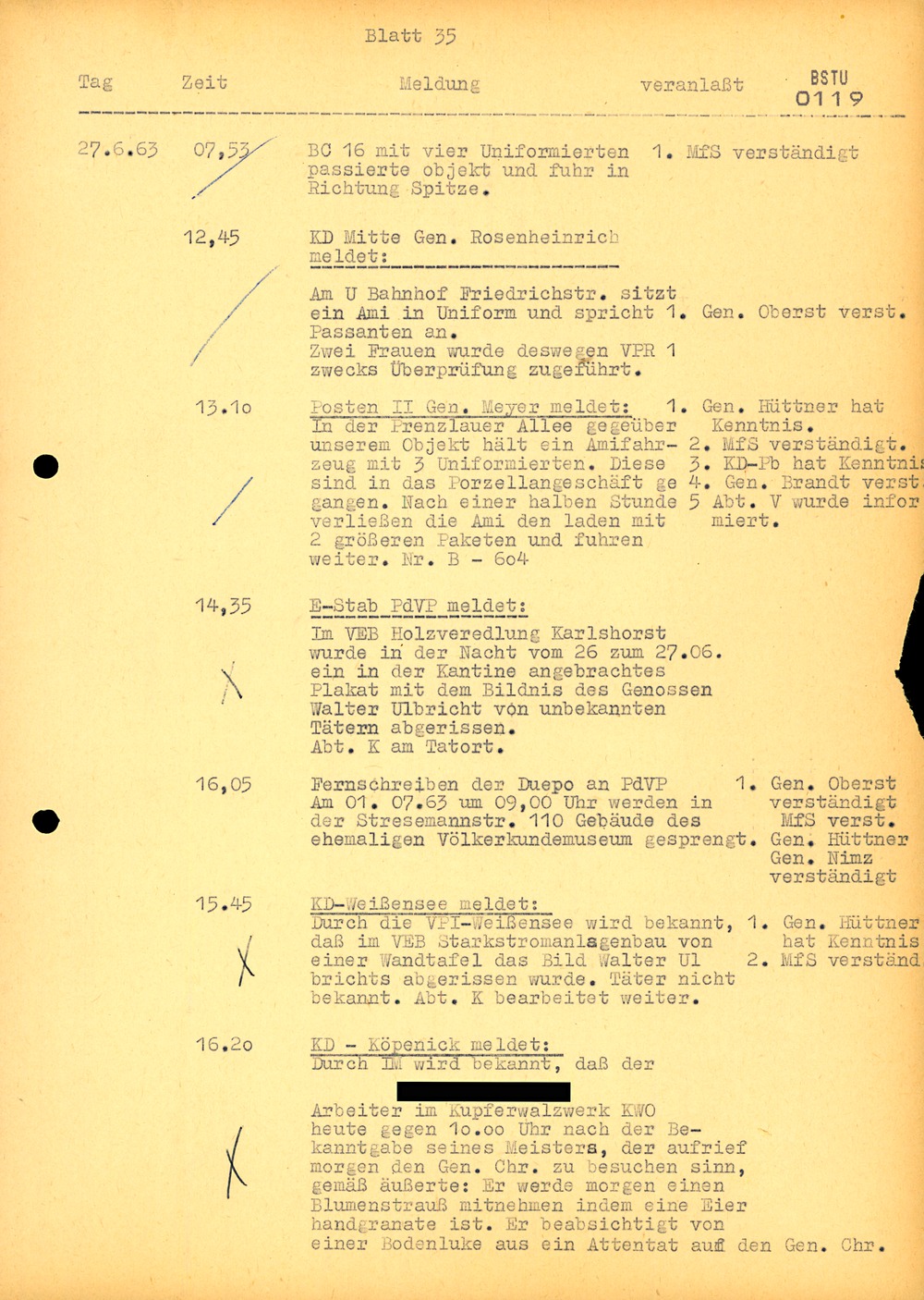 Ausschnitt aus einem Lagebericht von MfS und Volkspolizei