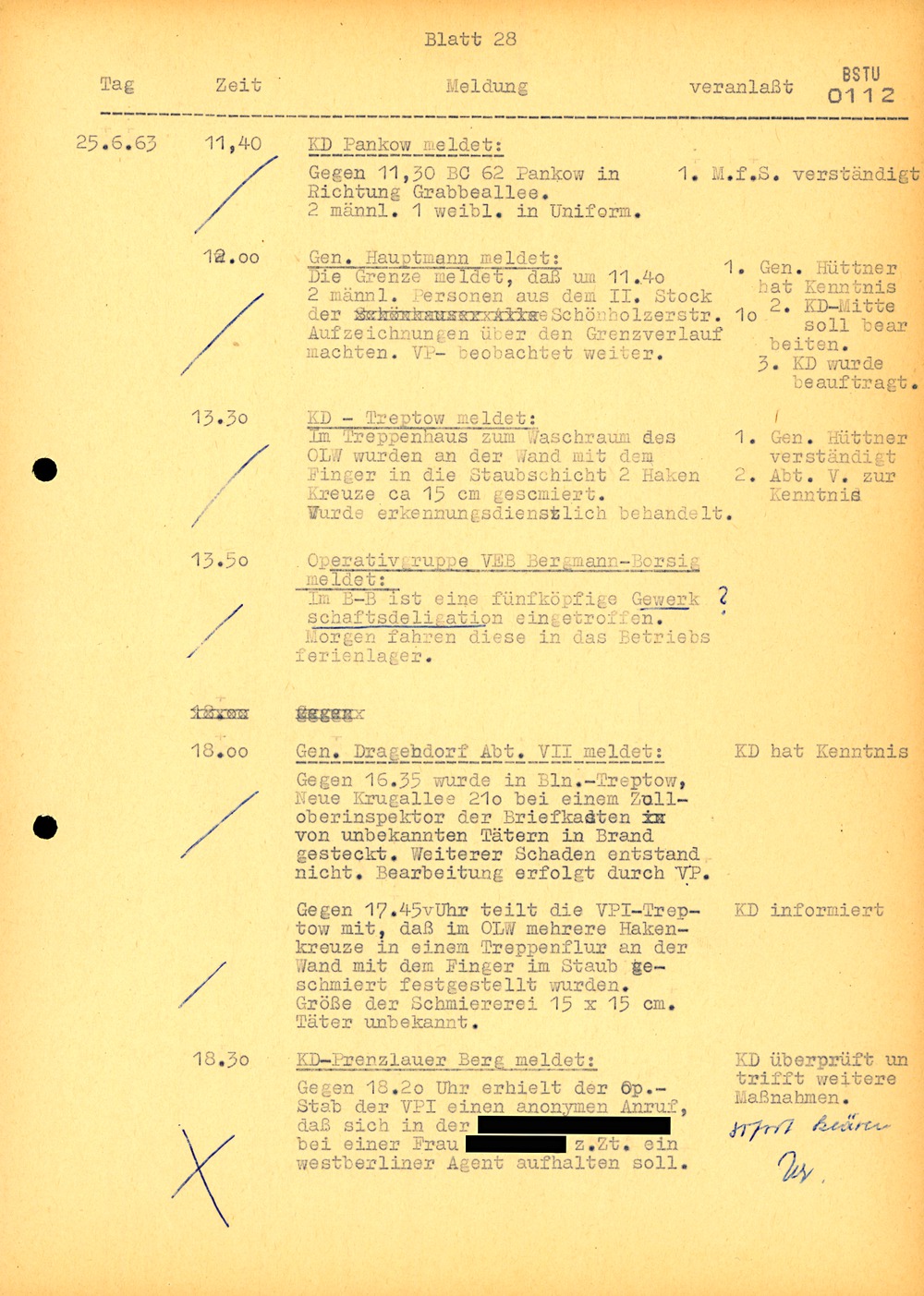 Ausschnitt aus einem Lagebericht von MfS und Volkspolizei
