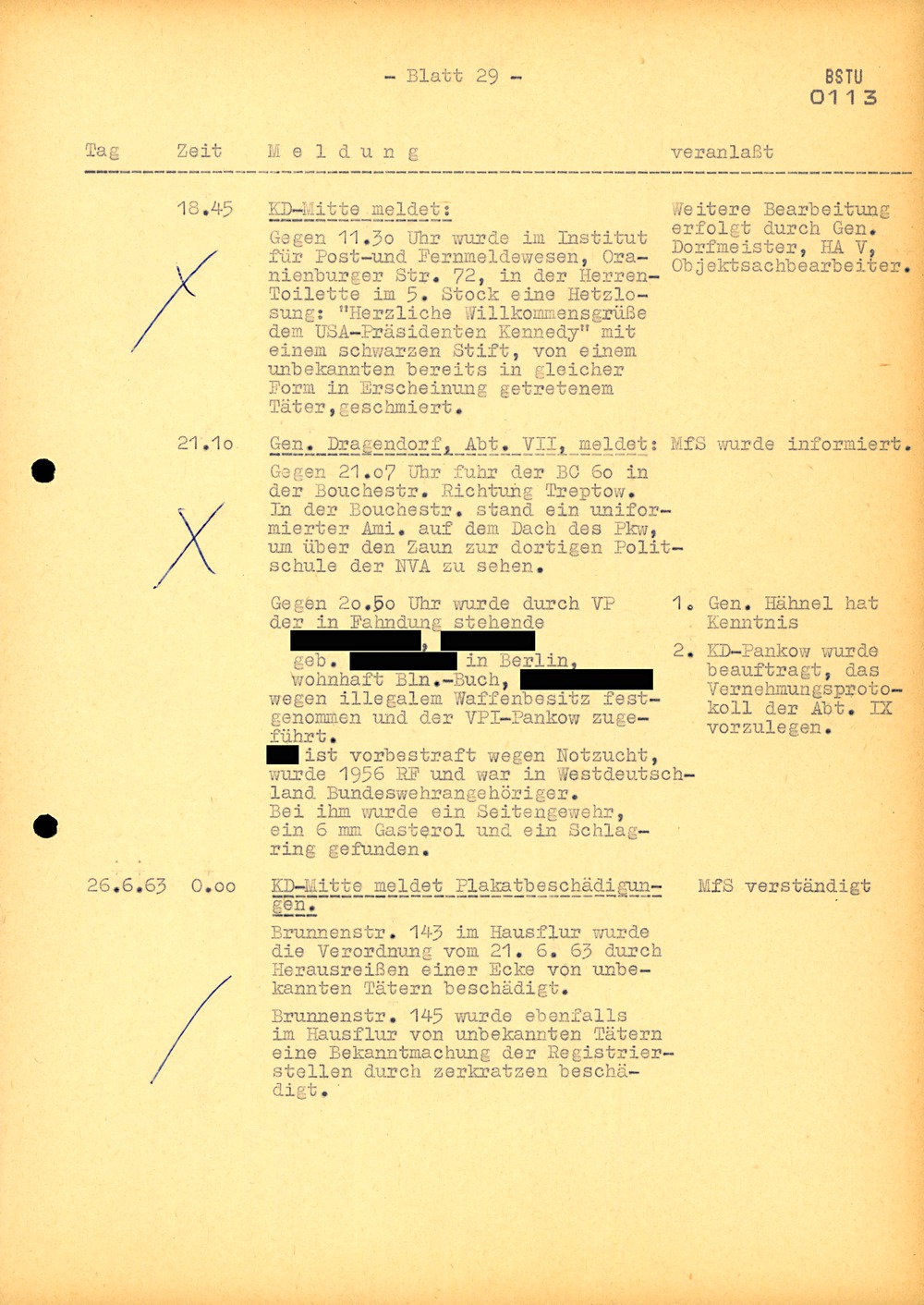 Ausschnitt aus einem Lagebericht von MfS und Volkspolizei