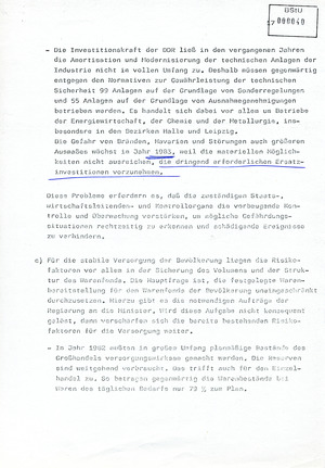 Information über volkswirtschaftlich und sicherheitspolitisch bedeutsame Probleme im Zusammenhang mit dem Volkswirtschaftsplan 1983