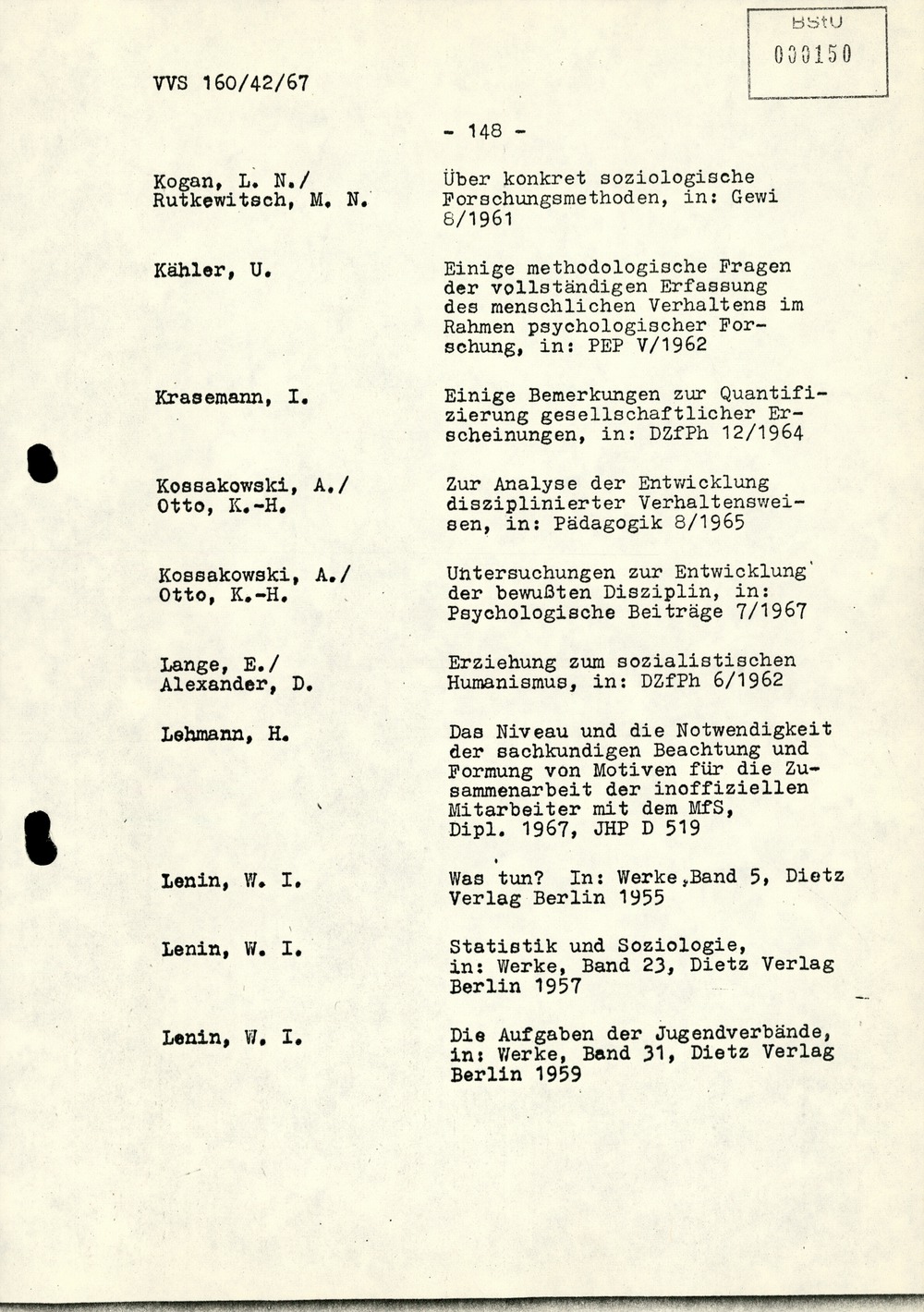 Dissertation "Die Wirksamkeit moralischer Faktoren im Verhalten der Bürger der DDR zur inoffiziellen Zusammenarbeit mit dem MfS"
