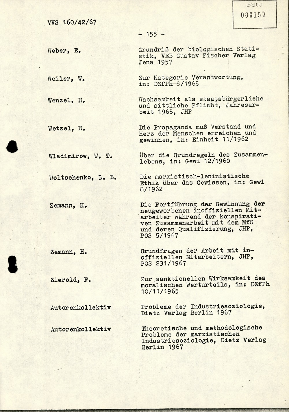 Dissertation "Die Wirksamkeit moralischer Faktoren im Verhalten der Bürger der DDR zur inoffiziellen Zusammenarbeit mit dem MfS"