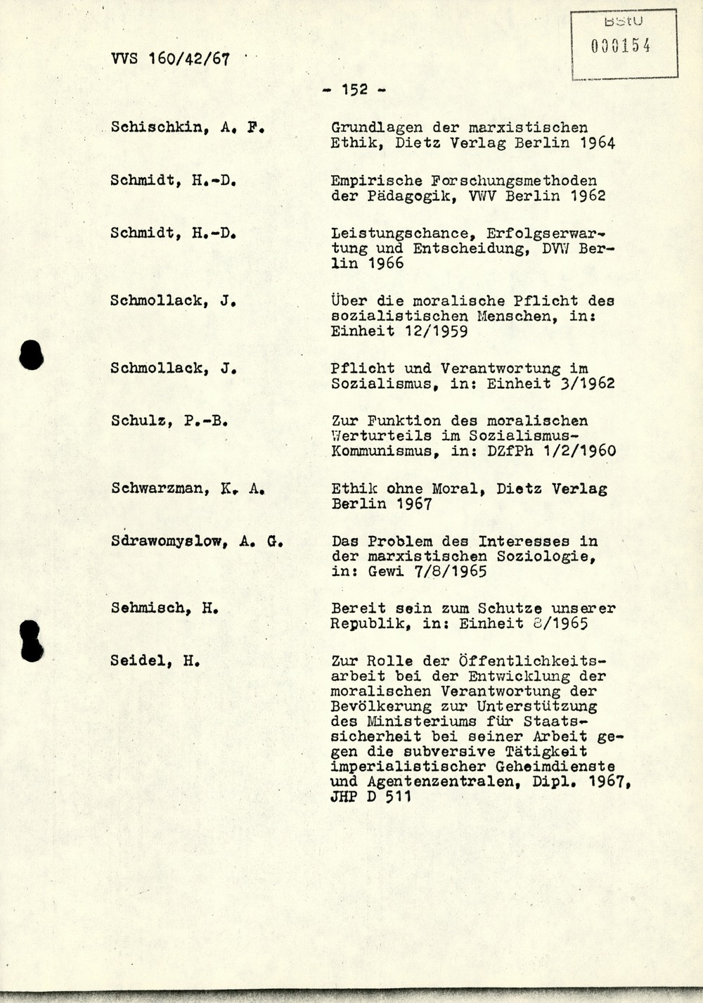 Dissertation "Die Wirksamkeit moralischer Faktoren im Verhalten der Bürger der DDR zur inoffiziellen Zusammenarbeit mit dem MfS"