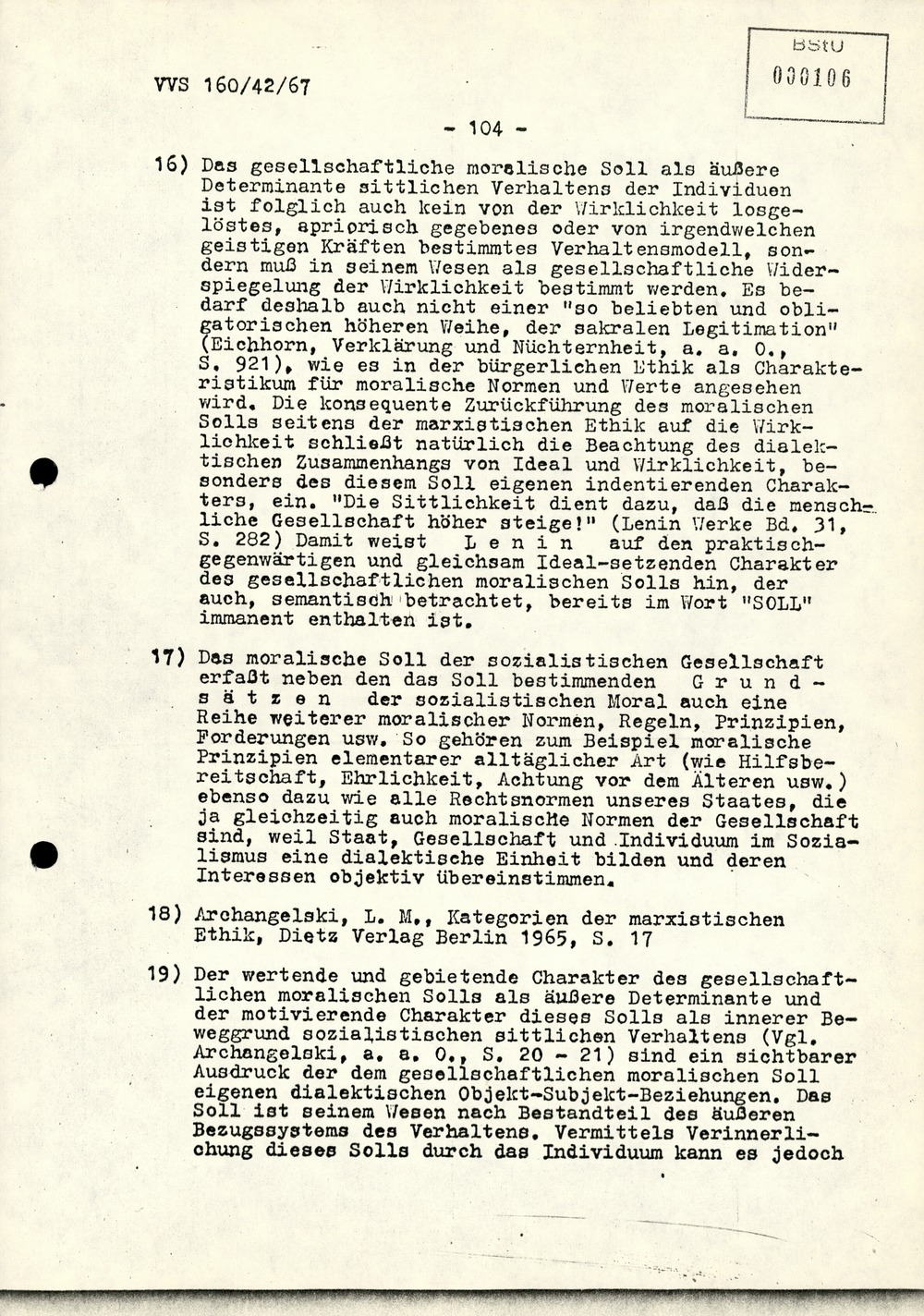 Dissertation "Die Wirksamkeit moralischer Faktoren im Verhalten der Bürger der DDR zur inoffiziellen Zusammenarbeit mit dem MfS"