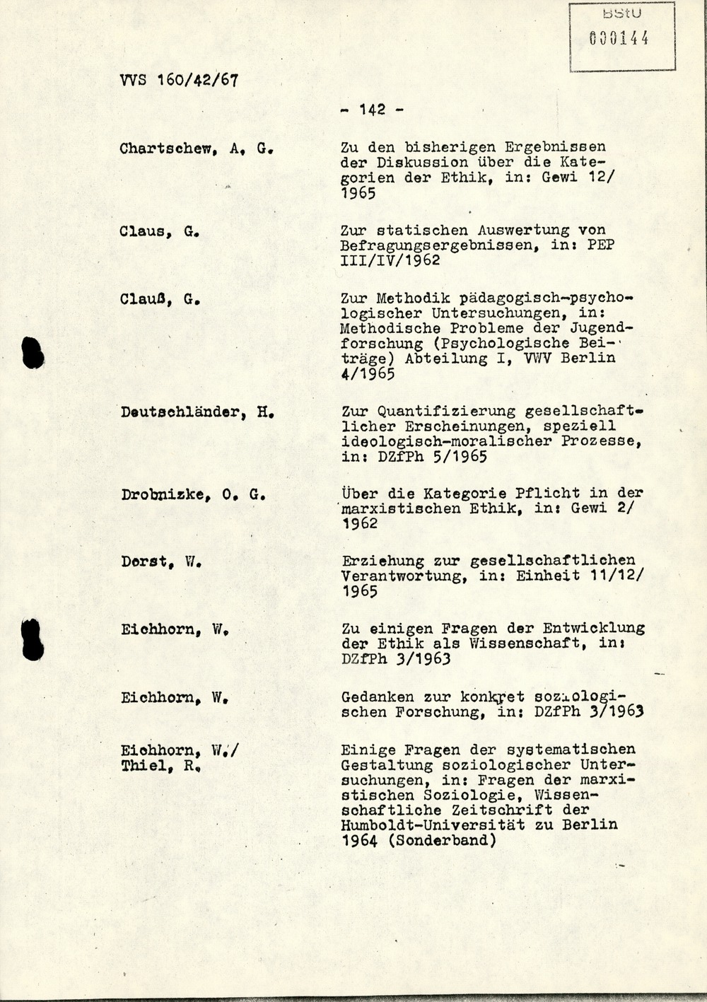 Dissertation "Die Wirksamkeit moralischer Faktoren im Verhalten der Bürger der DDR zur inoffiziellen Zusammenarbeit mit dem MfS"