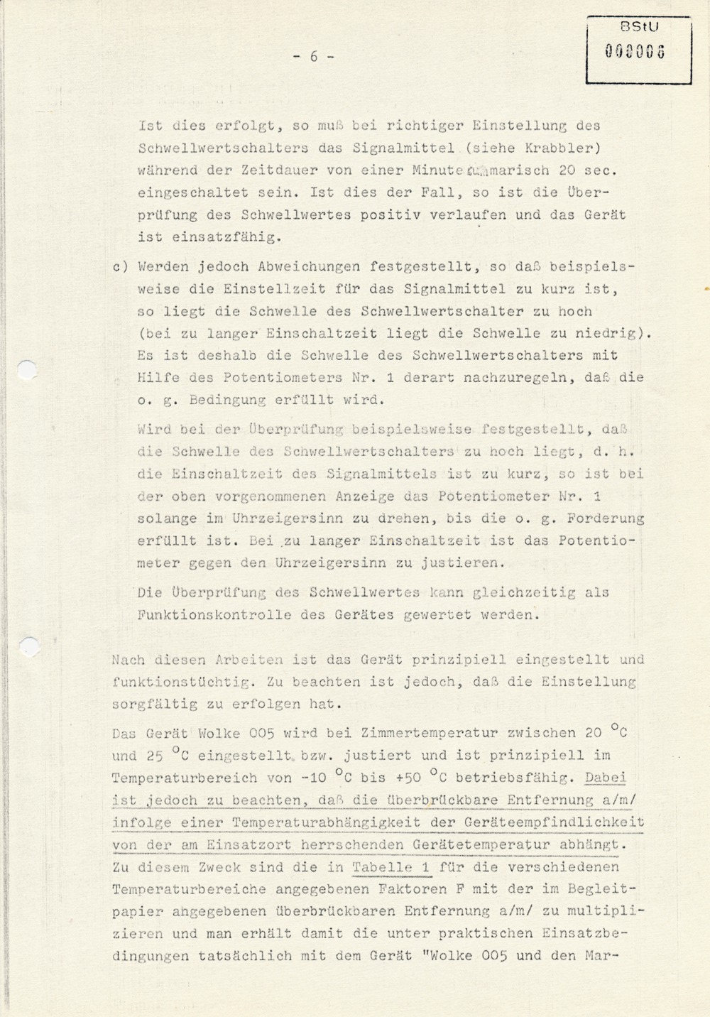 Gebrauchsanweisung zum Gerät "Wolke 005"