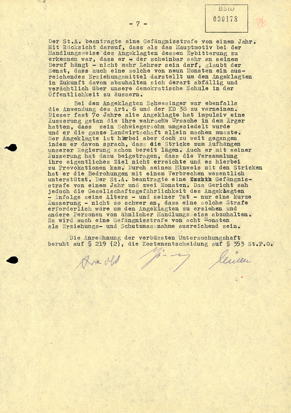 Urteil des Bezirksgerichts Suhl gegen vier Hellinger Bauern