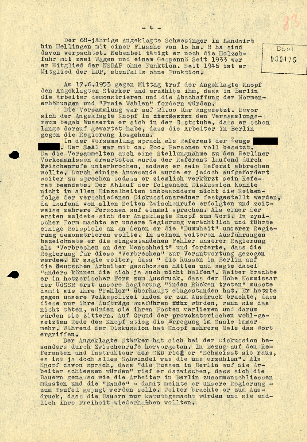 Urteil des Bezirksgerichts Suhl gegen vier Hellinger Bauern